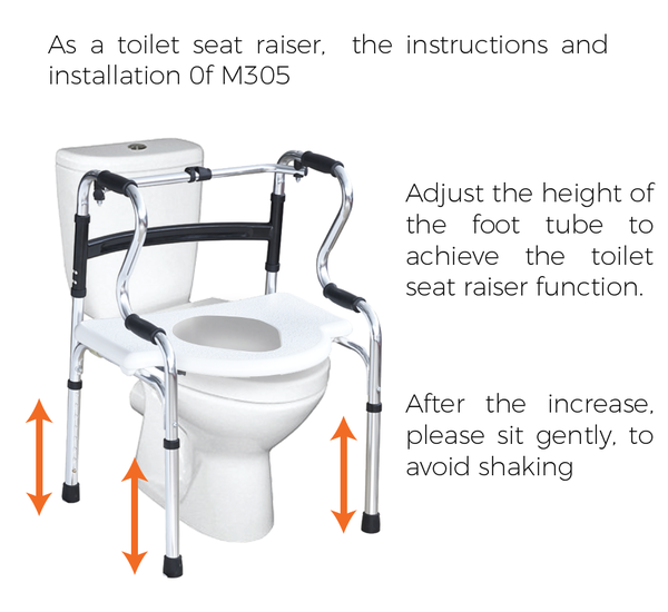 6 IN 1 Multi Functional Walker Commode Shower Chair for Elderly